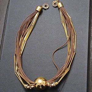 Elegant Gold and Brown Multi-Strand Necklace
